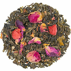 Grner Tee Rosengeflster aromatisiert mit Krutern und Fruchtstcken - 100g